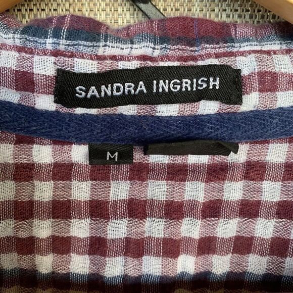 Sandra Ingrish Plaid Button Up Medium LIKE NEW - Picture 2 of 2